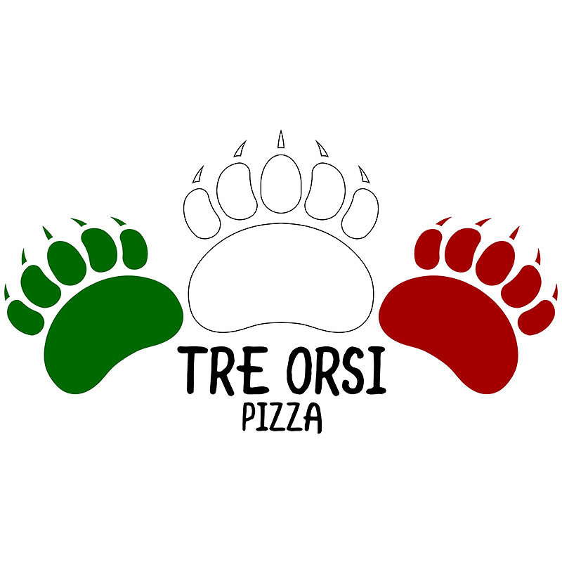 Tre Orsi - projekt logo oraz szyldu pizzeri