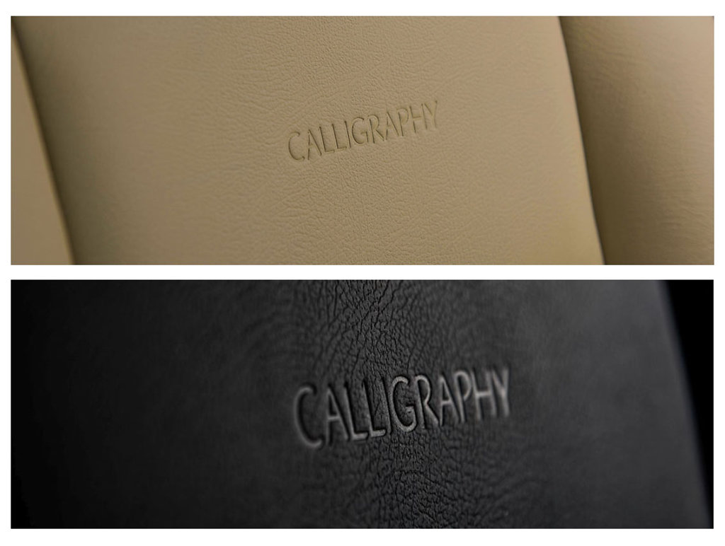 CALLIGRAPHY - logo tłoczone w tapicerce